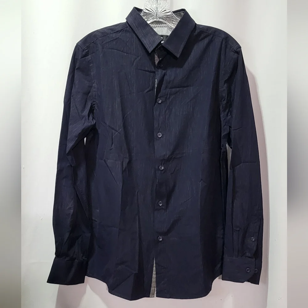 Pavini Men's Navy Blue Long Sleeve Casual Button Up Shirt Size Small EUC - Picture 1 of 5